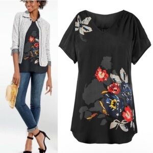 Cabi Fiori black floral blouse Size M